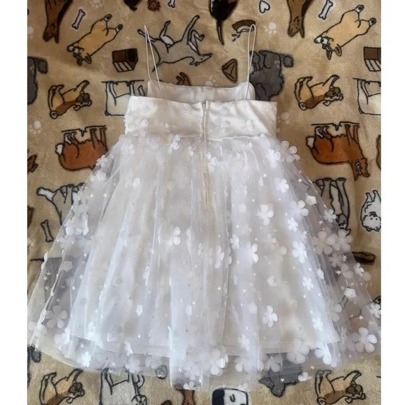white tulle babydoll floral dress 🤍°❀.ೃ࿔* - Picture 3 of 4